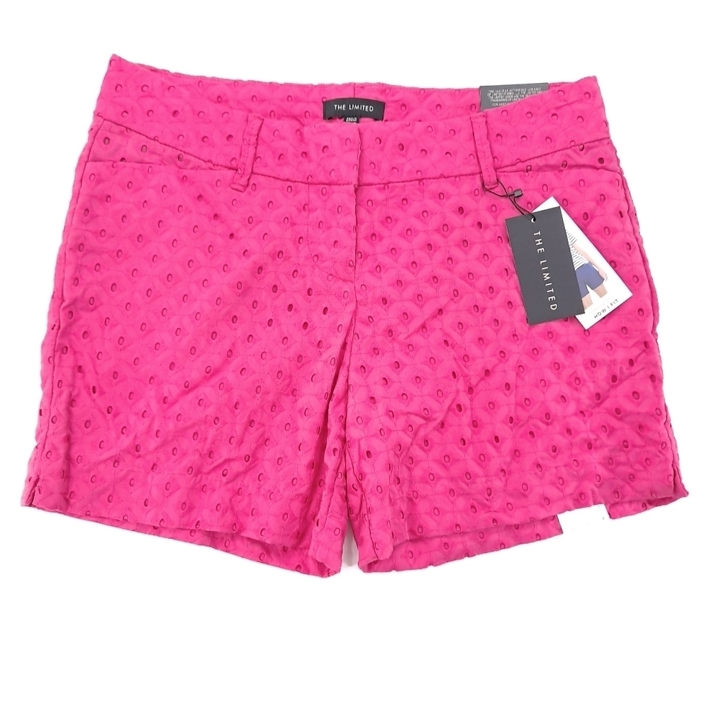 The Limited Women's Hot Pink Eyelet Tailored Shorts Stretch - Size 4